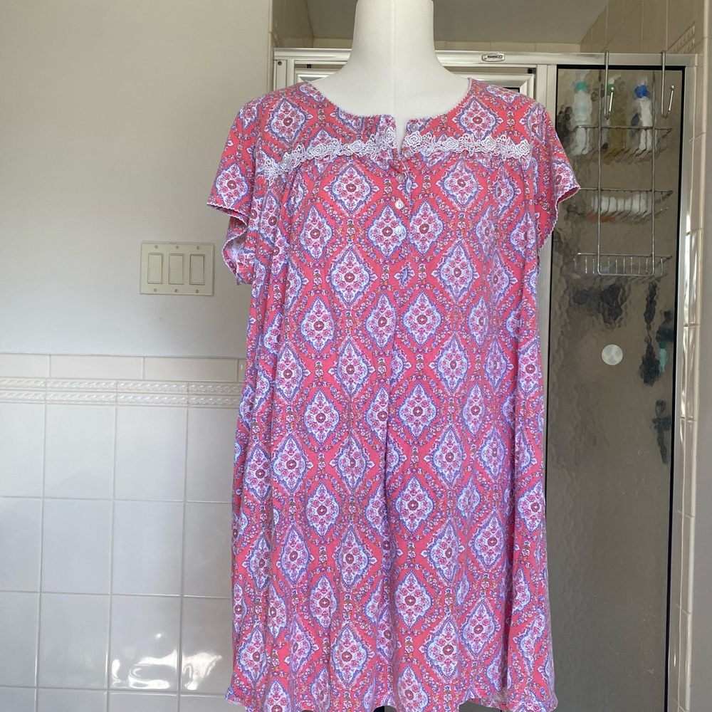 Pink and White Patterned Nightgown